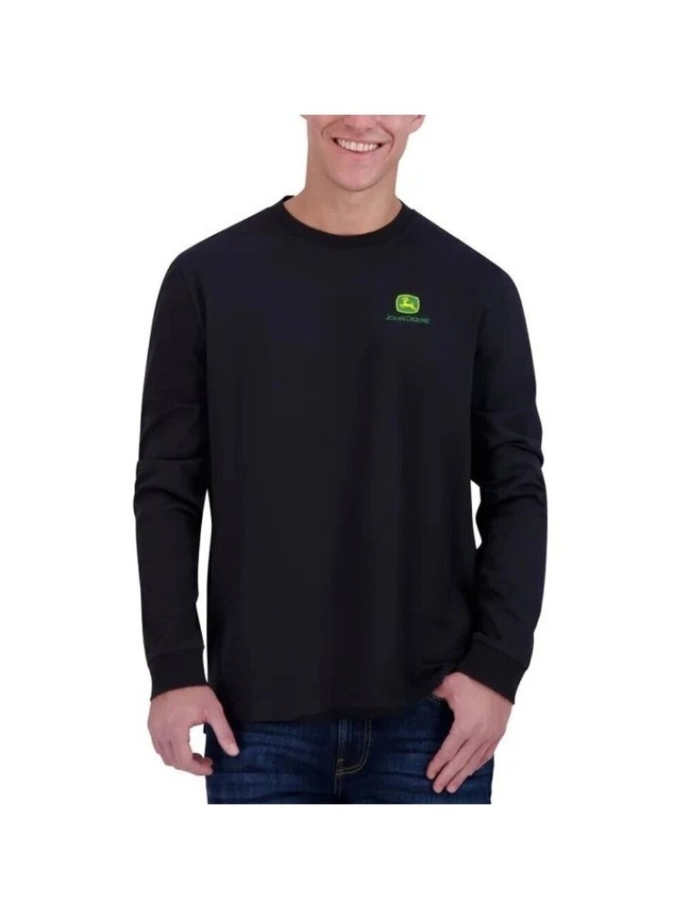 John Deere Men's M Long Sleeve Black T-Shirt 100% Cotton e1526